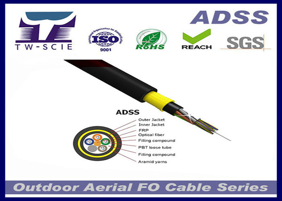 Mükemmel AT Performansına Sahip Çift Ceketli Çok Çekirdekli G657A2 ADSS Gevşek Tüp Fiber Optik Kablo