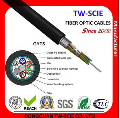 İletişim için 2-144 Çekirdek G652D Çelik Tel Zırhlı Fiber Optik Kablo