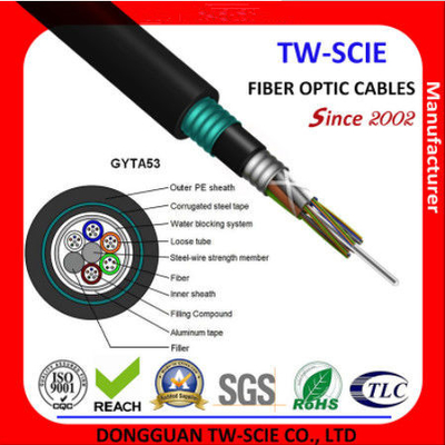 36 Çekirdek ofc Zırhlı Kablo Doğrudan Gömme Gevşek Tüp Fiber Optik Kablo GYTA53 PBT Dış Kılıf Son Derece Dayanıklı
