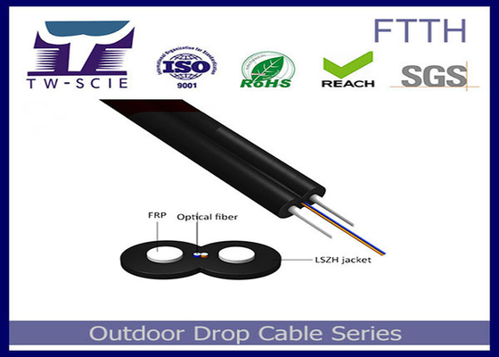 LSZH Kılıf Dahili Fiber Optik Kablo Kevlar İplik Malzeme Mukavemet Üye-FTTH Kablo