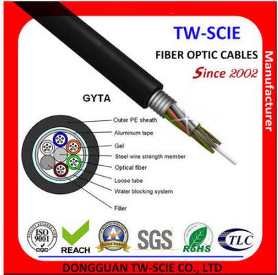 GYTA Gevşek Tüp Çelik Bant Zırhlı Kablo 12 Çekirdekli Optik Fiber Optik Ağ Kablosu PE Dış Kılıf