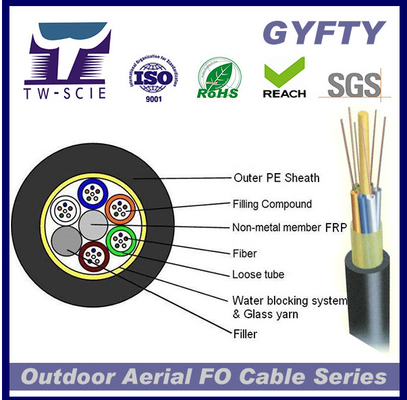 GYFTY 24 çekirdekli FRP Gevşek Tüp Dış Şerit Zırhsız Fiber Optik Ağ Kablosu