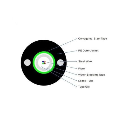 Tek modlu Optik Merkezi Tek tüplü Tuğlu Çelik Zırhlı Kanal Aerial GYXTW Fiber Optic Kablo
