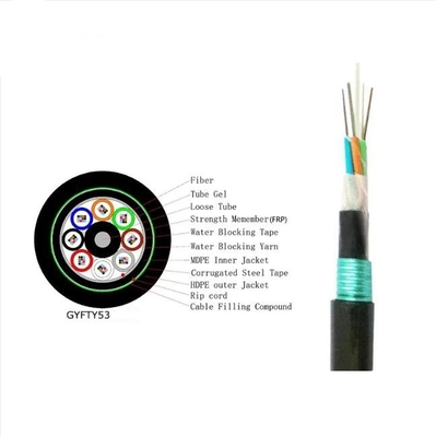 GYTY53 Çifte kabuklu çelik bant zırhı Doğrudan gömülme / kanal / hava zırhlı fiber optik kablo fiber optik kablolar
