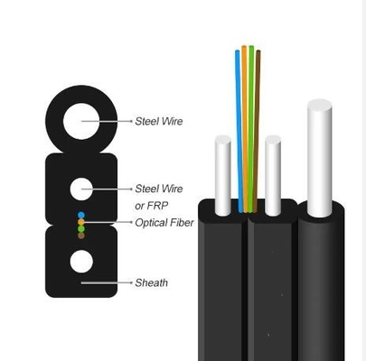 Kendiliğinden desteklenen FTTH Drop Kablosu 1 çekirdekten 4 çekirdekli Kapalı Açık Açık Açık Fiber Optik Kablosu