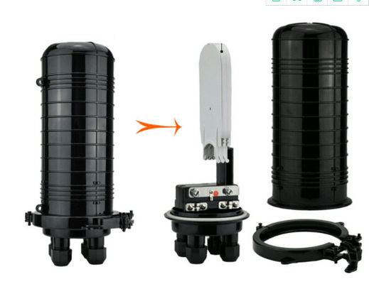 36 Çekirdekli Fiber Optik Kablo Ek Kapatma Yatay Tip Siyah Renk