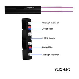 GJXH4C saplamalı kablo İç Mekan FTTH Saplamalı Kablo 2 Çekirdekli Tek Modlu Fiber Optik Kablo