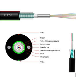 GYXTW Merkezi gevşek boru Fiber Optic Kablo PE dış kabuğu ile Yüksek Güçlü Hidroliz Direnci