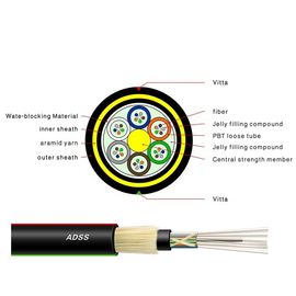 48 Çekirdek ADSS Kendinden Destekli Fiber Optik Kablo Siyah Dış Kılıf Rengi 100 Açıklık