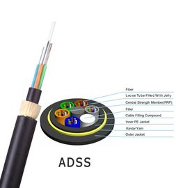 48 Çekirdek ADSS Kendinden Destekli Fiber Optik Kablo Siyah Dış Kılıf Rengi 100 Açıklık