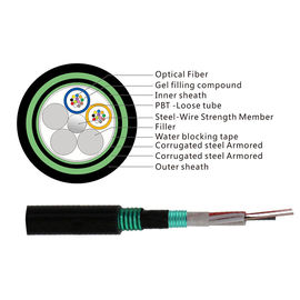 8 Fiber Dış Mekan Fiber Optik Kablo GYTS53 Doğrudan Gömülü Örgülü Telekomünikasyon
