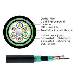 96 Çekirdek Zırhlı Fiber Optik Kablo GYTS53 Doğrudan Gömülü Örgülü Gevşek Tüp Zırhlı Kablo