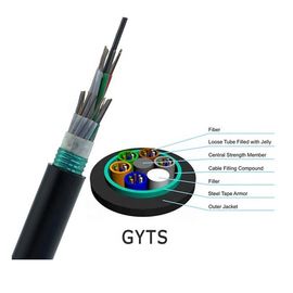 Gevşek Tüp Örgülü GYTS Dış Anten 2-144 Çekirdek Zırhlı Fiber Optik Kablo Tek Mod