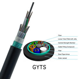 Gevşek Tüp Örgülü GYTS Dış Anten ve Kanal 72 Çekirdekli Tek Modlu Fiber Optik Tel Kablo