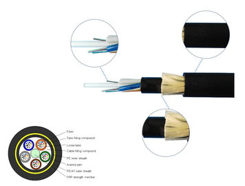 Siyah 96 Çekirdek ADSS Koparma Fiber Optik Kablo Güç Telekomünikasyonu İçin Çift Dış Kılıf