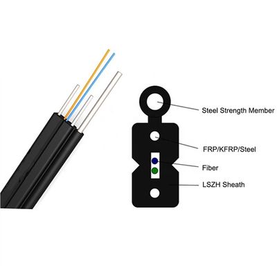 Bilgisayar Ağlarında FTTH Düşürme Kablosu 1 2 4 Çekirdek LSZH Kılıf Yay Tipi Fiber Optik