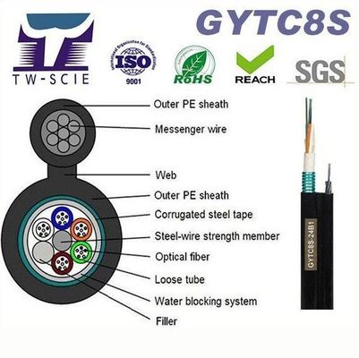 OEM 8 12 24 Çekirdekli FIG8 Kendinden Destekli Anten Şekil 8 Fiber Optik Kablo(GYTC8S)