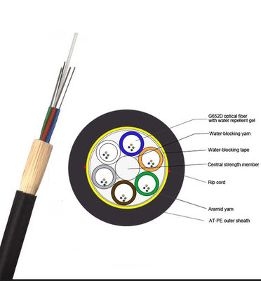 OEM 6 Çekirdekli Çift Kılıf Gevşek Tüp Geri Destekleyen Hava Kablosu Metalik Olmayan ADSS Fiber Optik Kablo Uzun Ömür