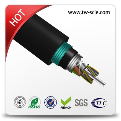 GYTA53 24 Çekirdekli Çift Zırhlı Çift Kılıflı anti-UV PE kılıf Fiber Optik Kablo, Kanal Gömü İçin