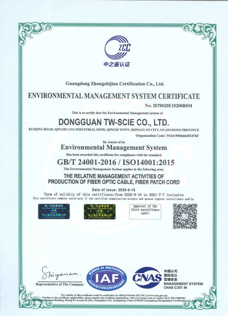 Çin DONGGUAN TW-SCIE CO., LTD. Sertifikalar